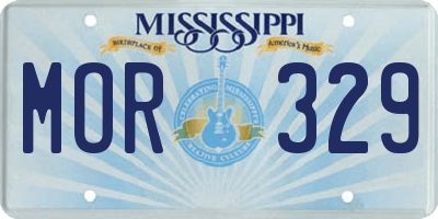 MS license plate MOR329