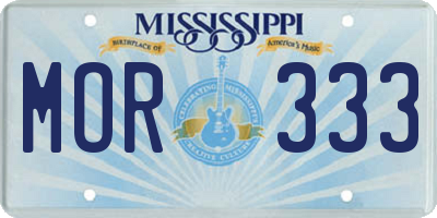 MS license plate MOR333