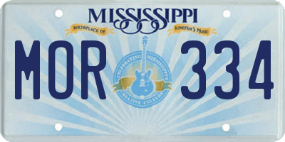 MS license plate MOR334