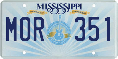 MS license plate MOR351