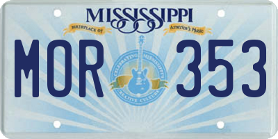 MS license plate MOR353