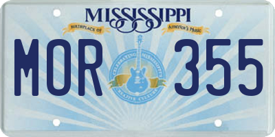 MS license plate MOR355