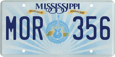 MS license plate MOR356