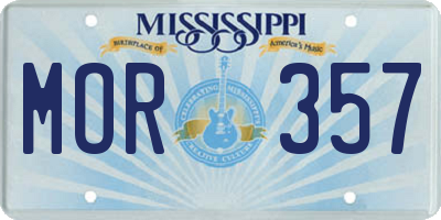 MS license plate MOR357