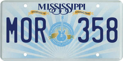 MS license plate MOR358