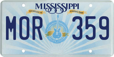 MS license plate MOR359