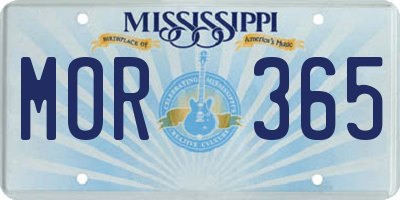MS license plate MOR365