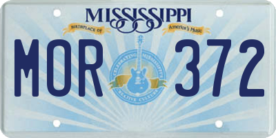MS license plate MOR372