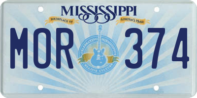 MS license plate MOR374