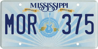 MS license plate MOR375