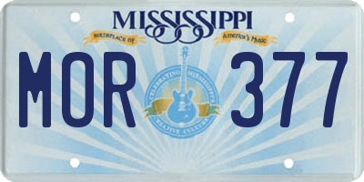 MS license plate MOR377