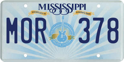 MS license plate MOR378