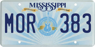 MS license plate MOR383