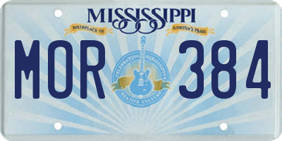 MS license plate MOR384