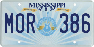MS license plate MOR386