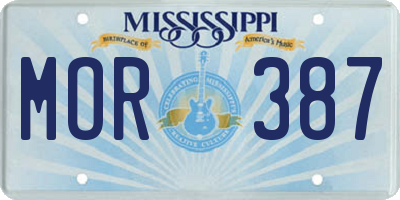 MS license plate MOR387