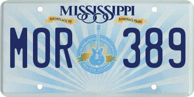 MS license plate MOR389