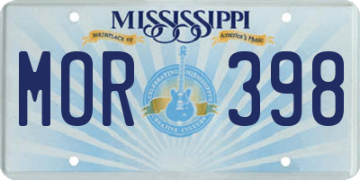 MS license plate MOR398
