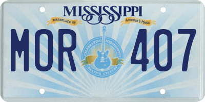 MS license plate MOR407
