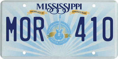 MS license plate MOR410