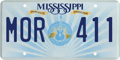 MS license plate MOR411