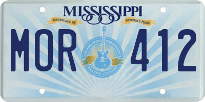 MS license plate MOR412