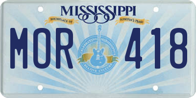 MS license plate MOR418
