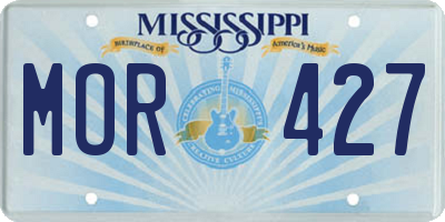 MS license plate MOR427
