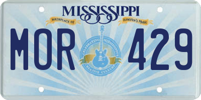 MS license plate MOR429