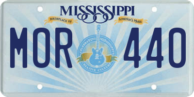 MS license plate MOR440