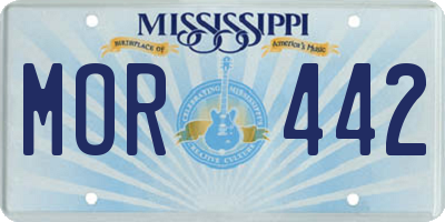 MS license plate MOR442