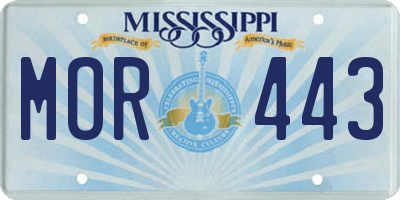 MS license plate MOR443