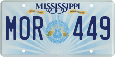 MS license plate MOR449