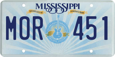 MS license plate MOR451
