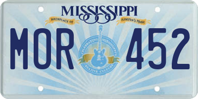 MS license plate MOR452