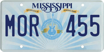 MS license plate MOR455