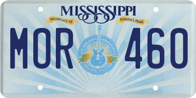 MS license plate MOR460