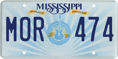 MS license plate MOR474
