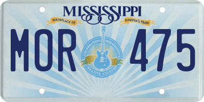 MS license plate MOR475