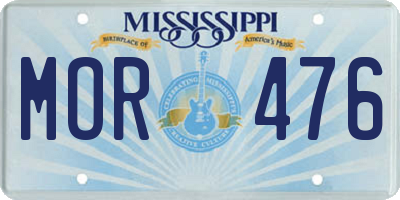 MS license plate MOR476