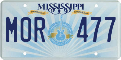 MS license plate MOR477