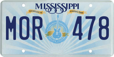 MS license plate MOR478