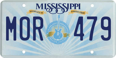 MS license plate MOR479