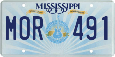 MS license plate MOR491