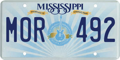 MS license plate MOR492