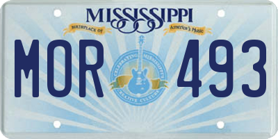 MS license plate MOR493