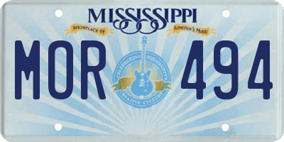 MS license plate MOR494
