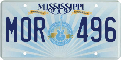 MS license plate MOR496