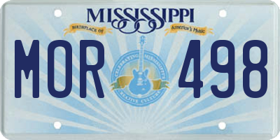 MS license plate MOR498