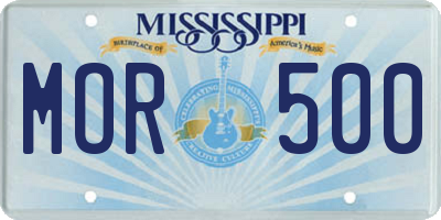 MS license plate MOR500
